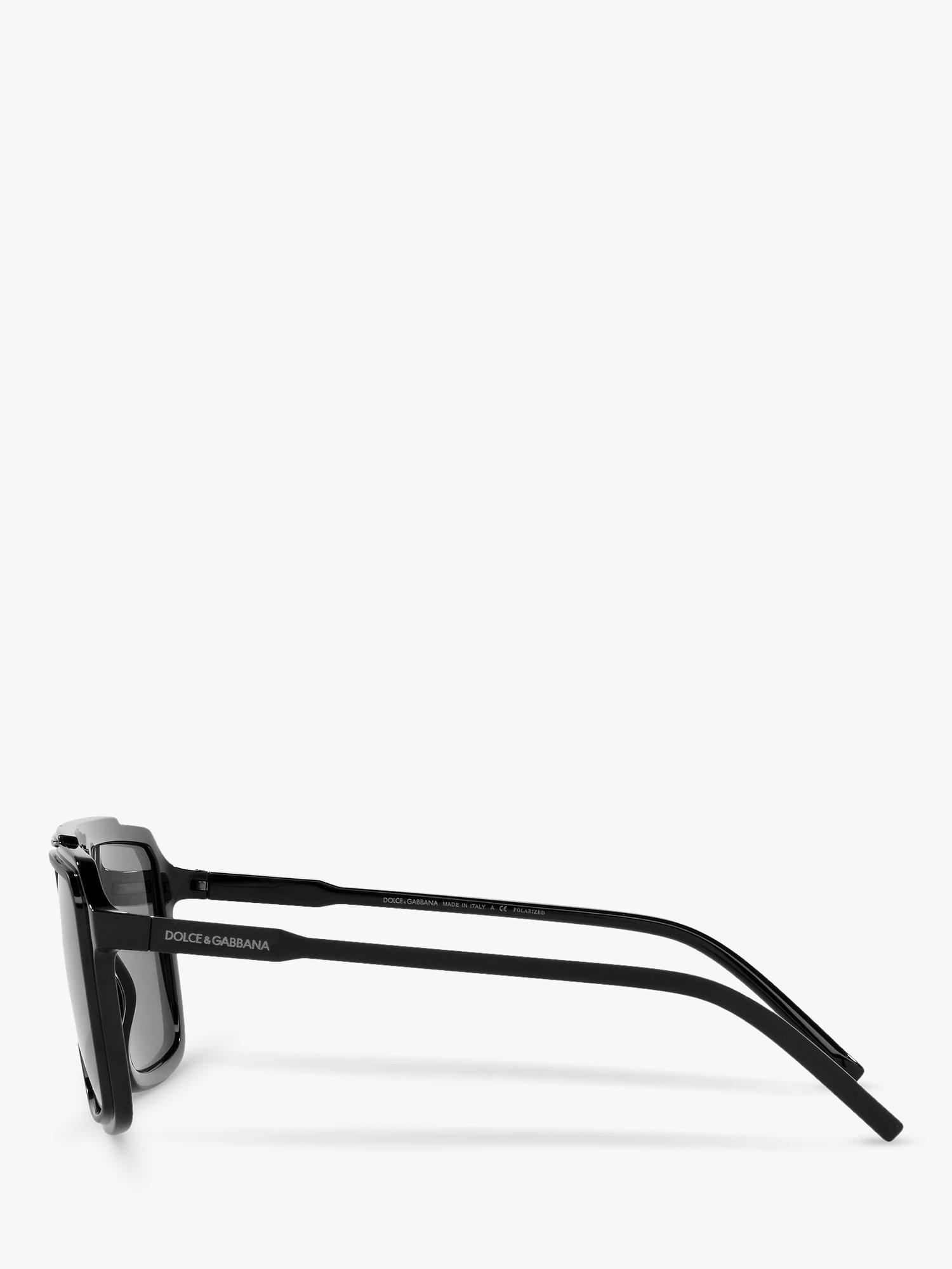 Product image 4 of 11, which shows Dolce & Gabbana DG6147 Men's Polarised Square Sunglasses, Black/Grey