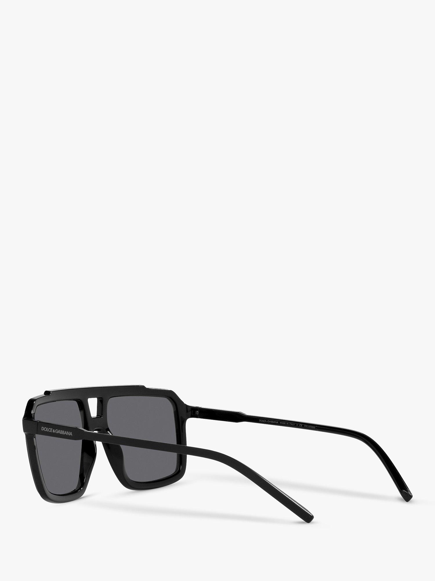 Product image 5 of 11, which shows Dolce & Gabbana DG6147 Men's Polarised Square Sunglasses, Black/Grey