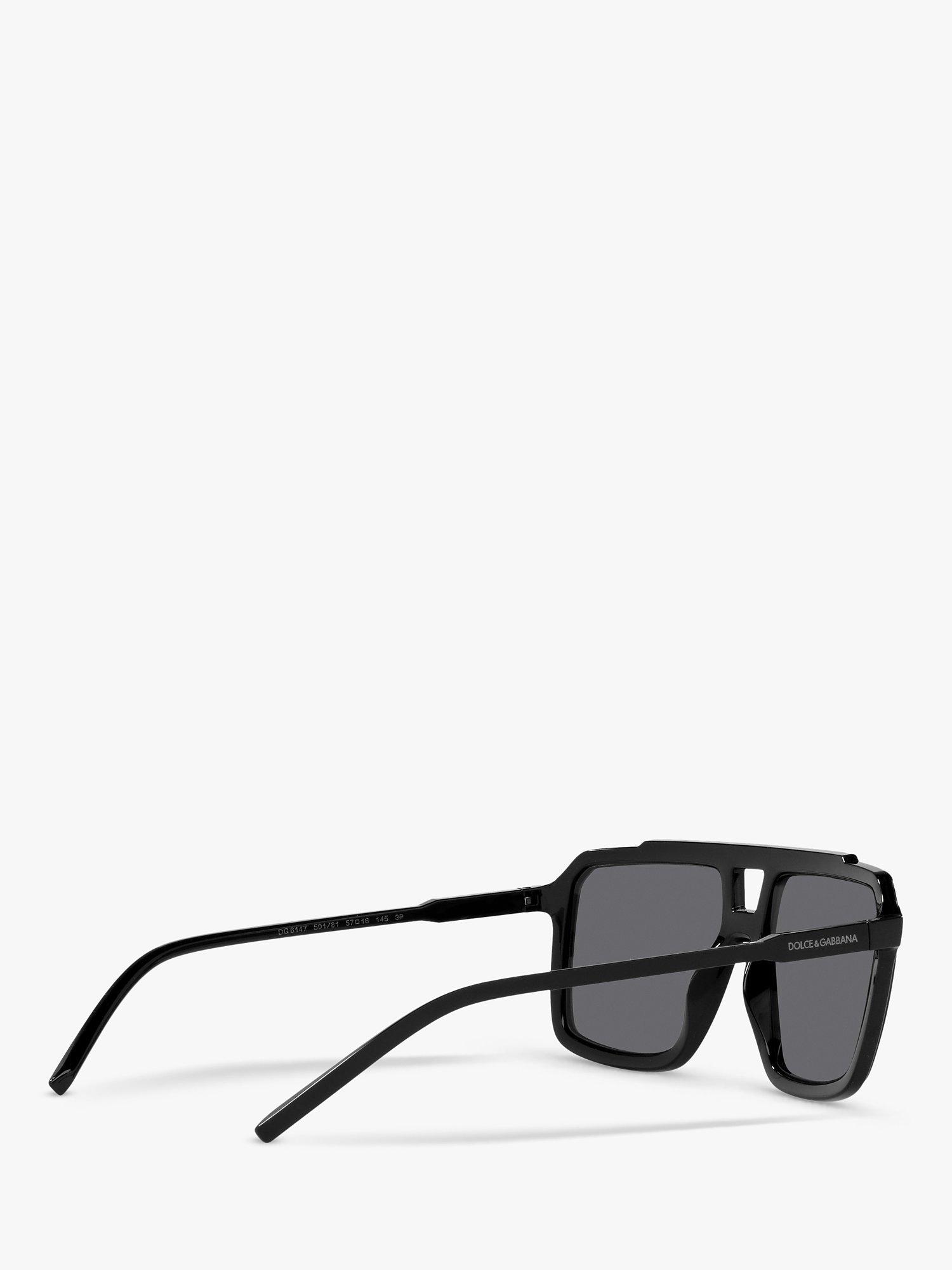 Product image 9 of 11, which shows Dolce & Gabbana DG6147 Men's Polarised Square Sunglasses, Black/Grey