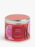 John Lewis Rose & Vanilla Tin Scented Candle, 225g