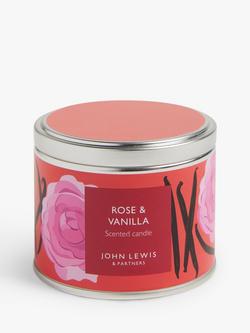 John Lewis Rose & Vanilla Tin Scented Candle, 225g - view 2, 