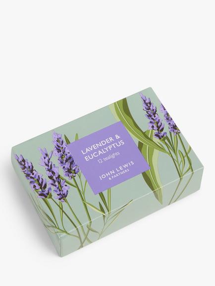 John Lewis Lavender & Eucalyptus Tealights, Set of 12, 