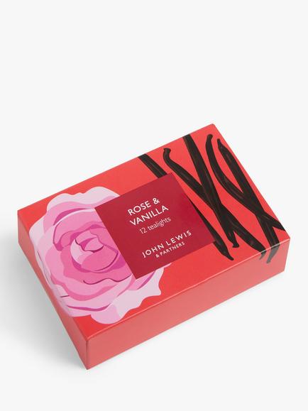 John Lewis Rose & Vanilla Tealights, Pack of 12, 