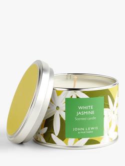 John Lewis White Jasmine Tin Scented Candle, 225g, 