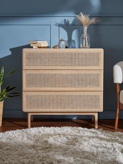 John Lewis Rattan 3 Drawer Chest - view 2, Oak