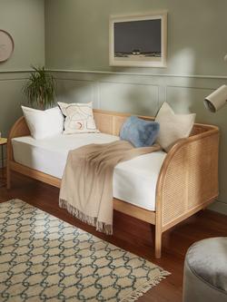 John Lewis Rattan Wrapped Guest Bed, Single, Oak - view 2, Oak