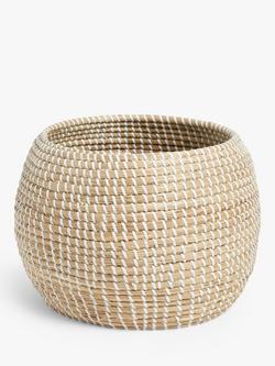 John Lewis Seagrass Indoor Planter, Natural / White, Natural / White