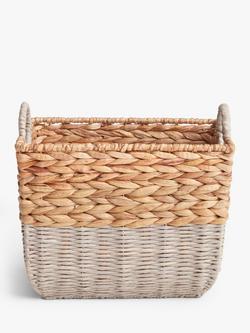 John Lewis Water Hyacinth and Paper Rope Storage Basket - view 2, Grey / Natural
