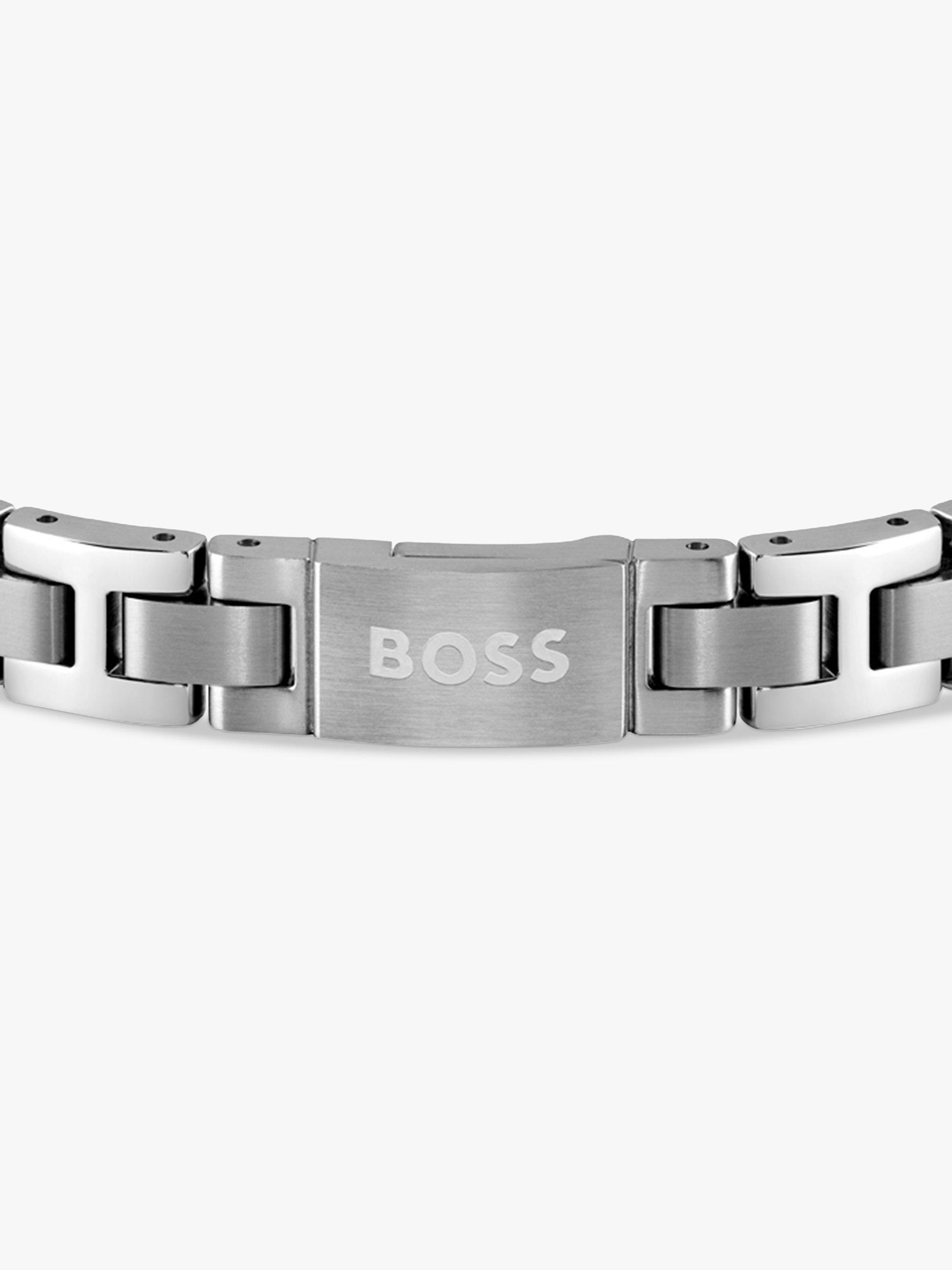 BOSS Men's Logo H-Link Bracelet, Silver