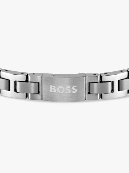 BOSS Men's Logo H-Link Bracelet - view 2, Silver