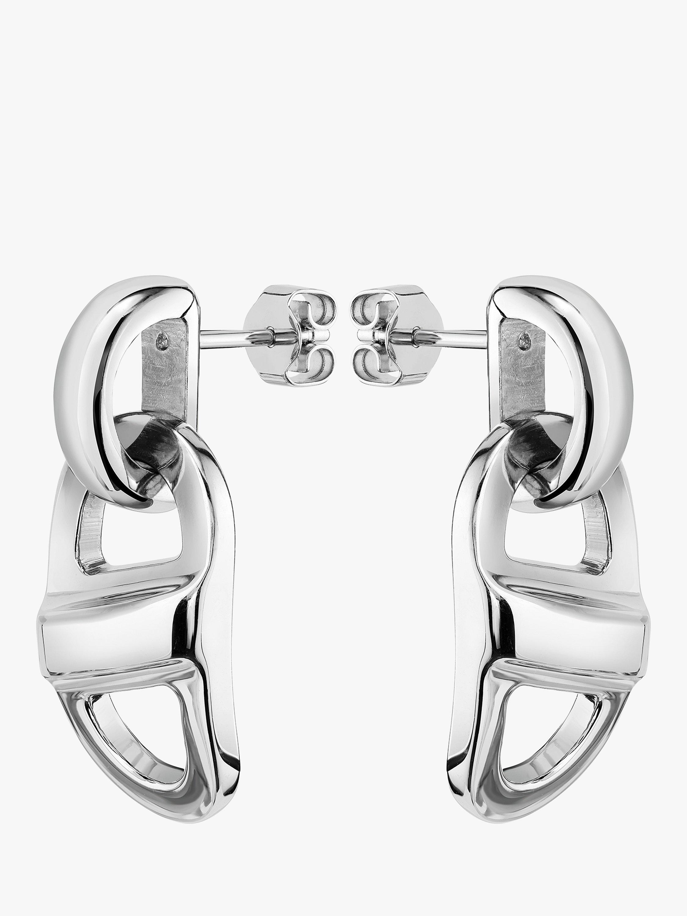 BOSS Chunky Chain Drop Earrings, Silver