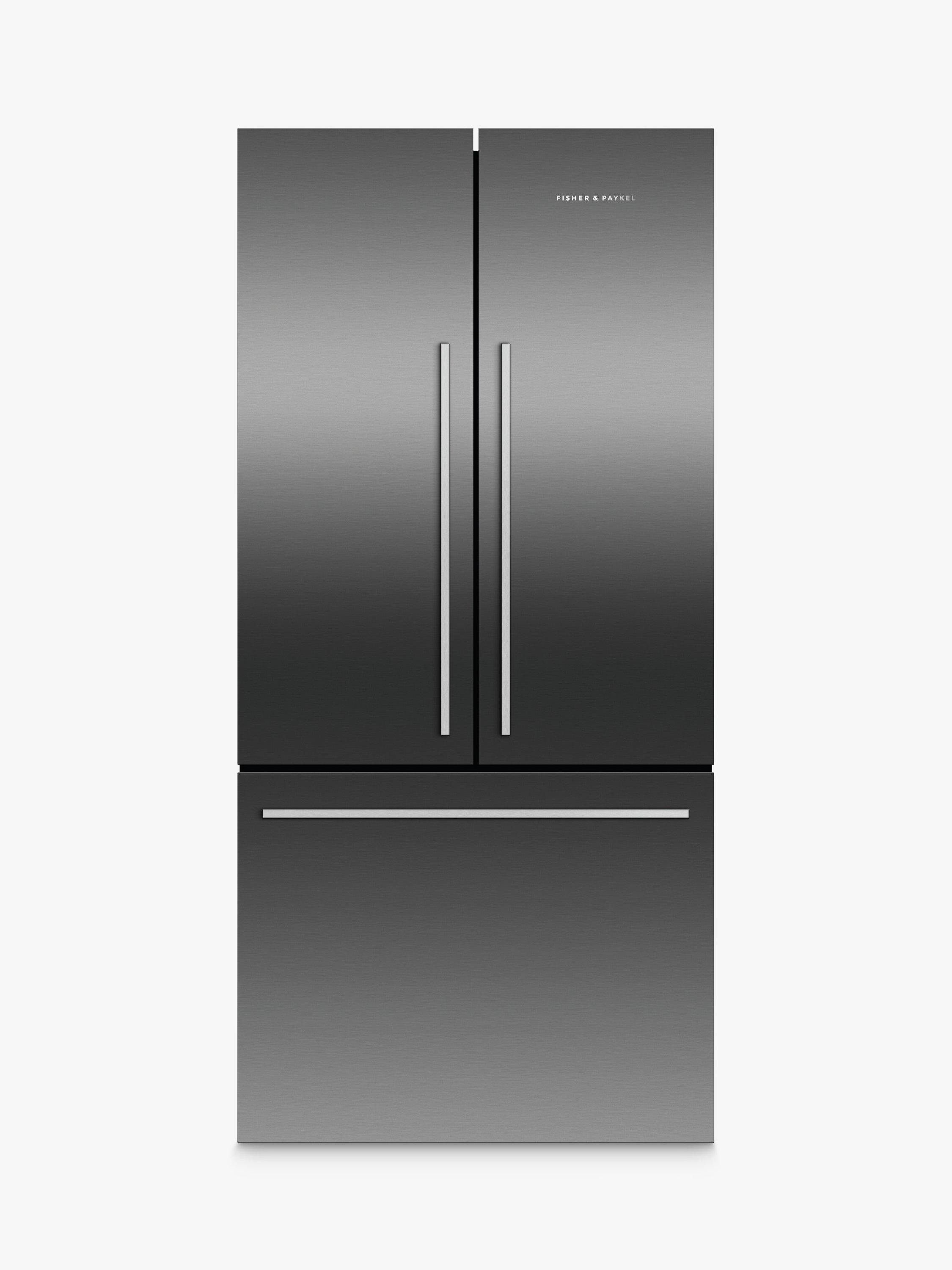 Fisher & Paykel RF522ADB5 Freestanding 70/30 French Fridge Freezer, Black Steel