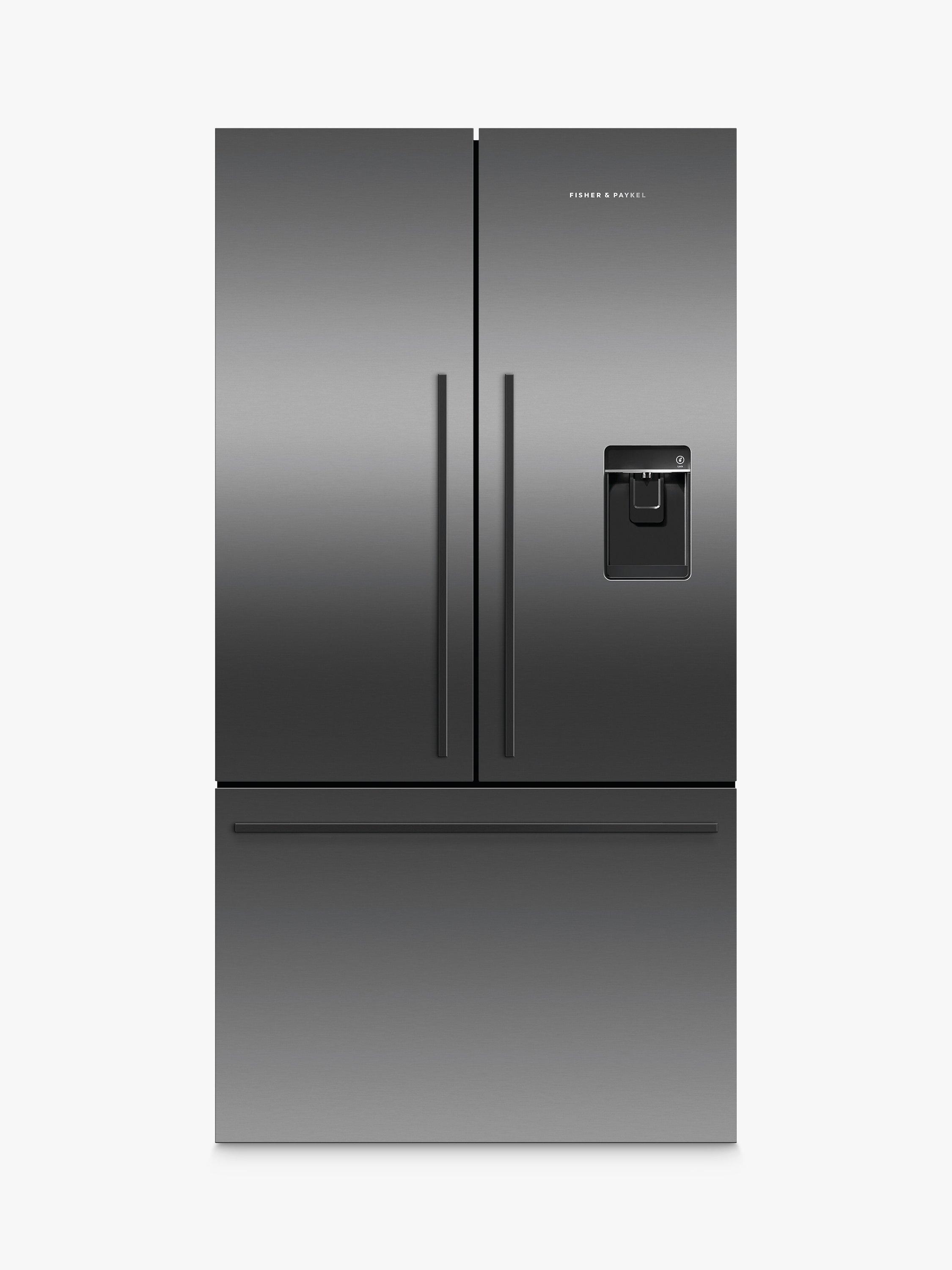 Fisher & Paykel RF540ADUB6 Freestanding 70/30 French Fridge Freezer, Black Steel