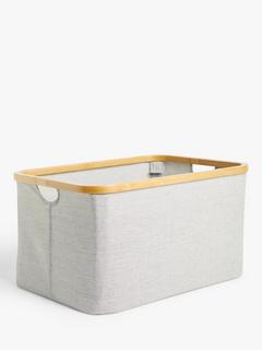 John Lewis Water Repellent Bamboo Storage Basket , Grey