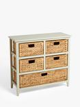 John Lewis Pine and Water Hyacinth 5 Drawer Storage Unit, Lily White / Natural