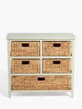 John Lewis Pine and Water Hyacinth 5 Drawer Storage Unit, Lily White / Natural