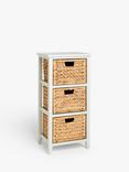 John Lewis Pine and Water Hyacinth 3 Drawer Storage Unit, Lily White/Natural