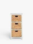 John Lewis Pine and Water Hyacinth 3 Drawer Storage Unit, Linen