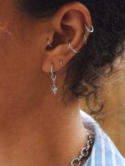 Astrid & Miyu Cubic Zirconia Huggie Hoop Earrings - view 2, Silver/Clear