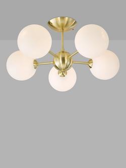 John Lewis Satellite 5 Arm Semi Flush Ceiling Light, Satin Brass, Satin Brass