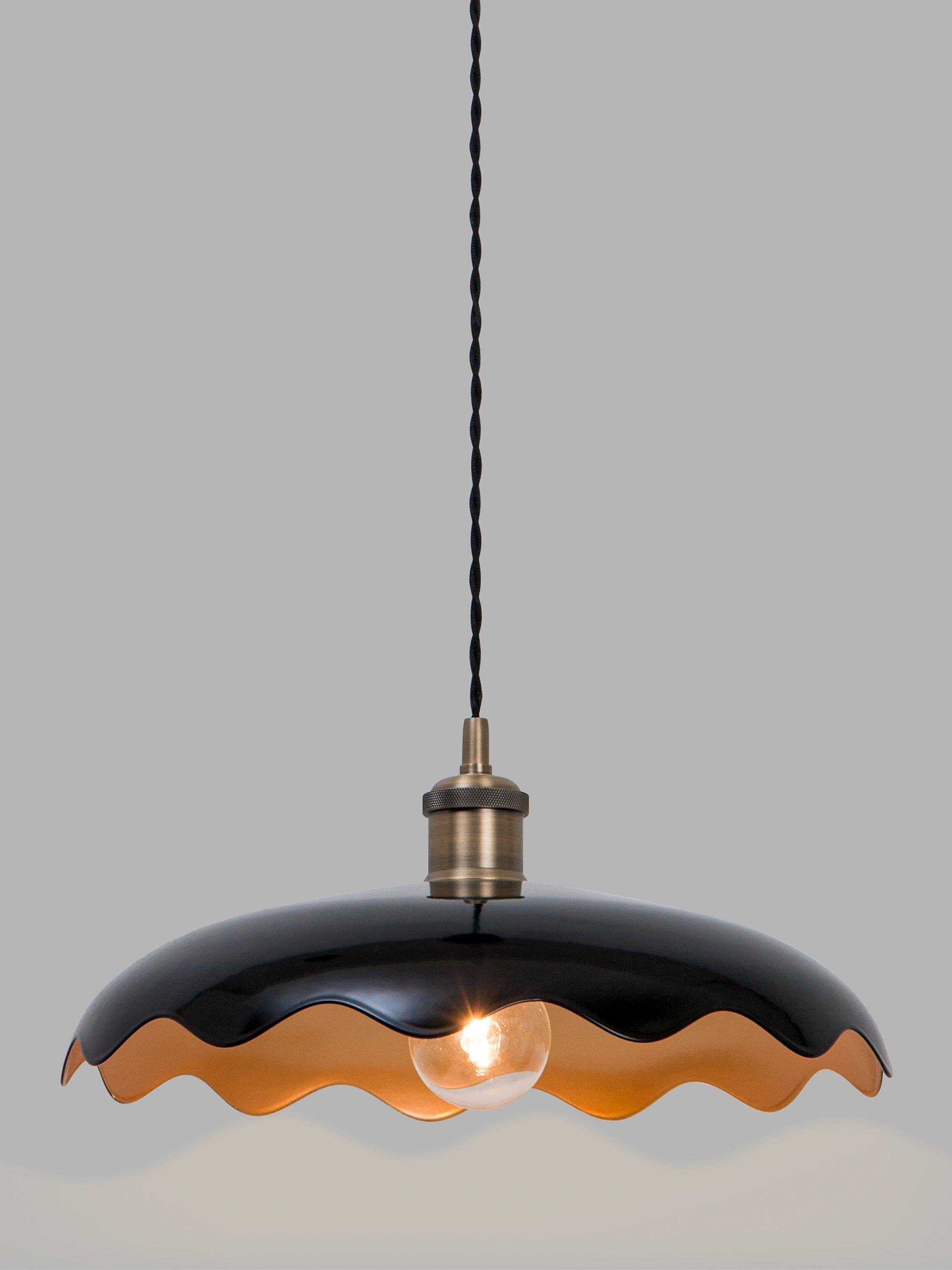 John Lewis Sinamay Ceiling Light, Black/Antique Brass
