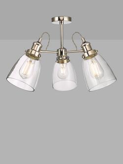 John Lewis Revival Semi Flush Ceiling Light, Clear/Polished Nickel, Clear/Polished Nickel
