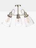 John Lewis Revival Semi Flush Ceiling Light, Clear/Polished Nickel