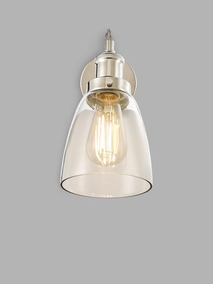 John Lewis Revival Wall Light, Clear/Polished Nickel, Clear/Polished Nickel