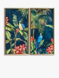 John Lewis Eva Watts 'Tropicana' Framed Prints, Set of 2, 82 x 42cm, Green/Multi