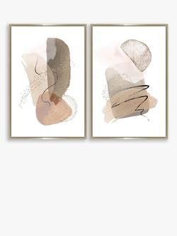 John Lewis 'Abstracts' Framed Canvas Prints, Set of 2, 64 x 54cm, White/Multi, White/Multi