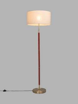 John Lewis Hamilton Floor Lamp, Walnut Stain/Antique Brass, Walnut Stain/Antique Brass