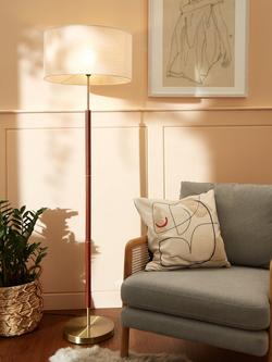 John Lewis Hamilton Floor Lamp, Walnut Stain/Antique Brass - view 2, Walnut Stain/Antique Brass