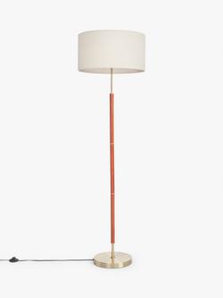 John Lewis Hamilton Floor Lamp, Walnut Stain/Antique Brass - view 2, Walnut Stain/Antique Brass