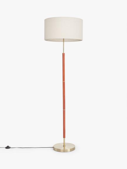 John Lewis Hamilton Floor Lamp, Walnut Stain/Antique Brass - view 2, Walnut Stain/Antique Brass