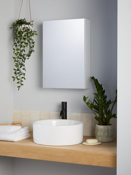 John Lewis White Gloss Single Mirrored Bathroom Cabinet - view 2, White