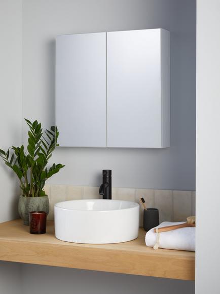 John Lewis White Gloss Double Mirrored Bathroom Cabinet - view 2, White