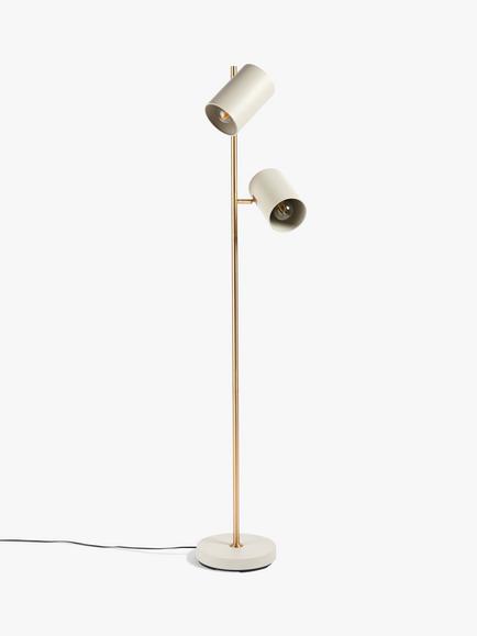 John Lewis Metal Double Arm Floor Lamp - view 2, Putty/Brass