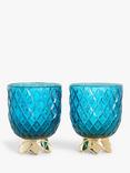 John Lewis Pineapple Stacking Glass Tumblers, Set of 2, 220ml, Teal/Gold