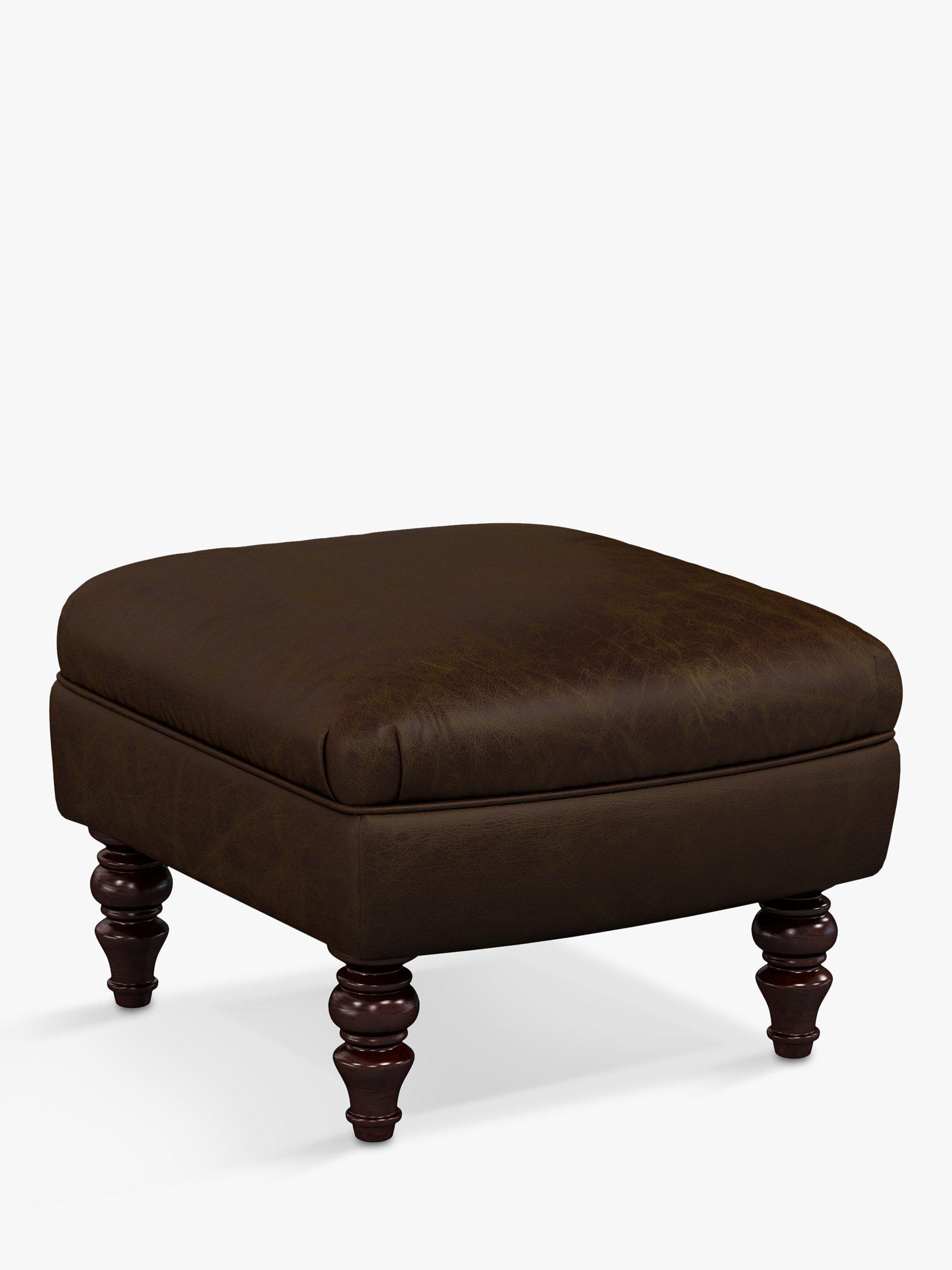 Claverdon II Range, John Lewis Claverdon II Leather Footstool, Dark Leg, Galveston Bark