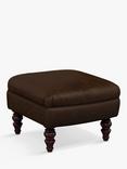 John Lewis Claverdon II Leather Footstool, Dark Leg, Galveston Bark