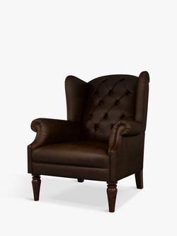 John Lewis Claverdon II Leather Armchair, Dark Leg, Galveston Bark, Galveston Bark