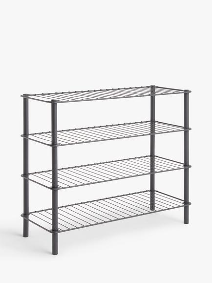 John Lewis 4 Tier Metal Shoe Rack, Grey, Grey
