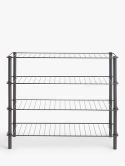 John Lewis 4 Tier Metal Shoe Rack, Grey - view 2, Grey