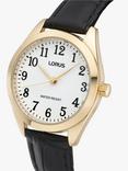 Lorus Women's Leather Strap Watch, Black/White RG238TX9