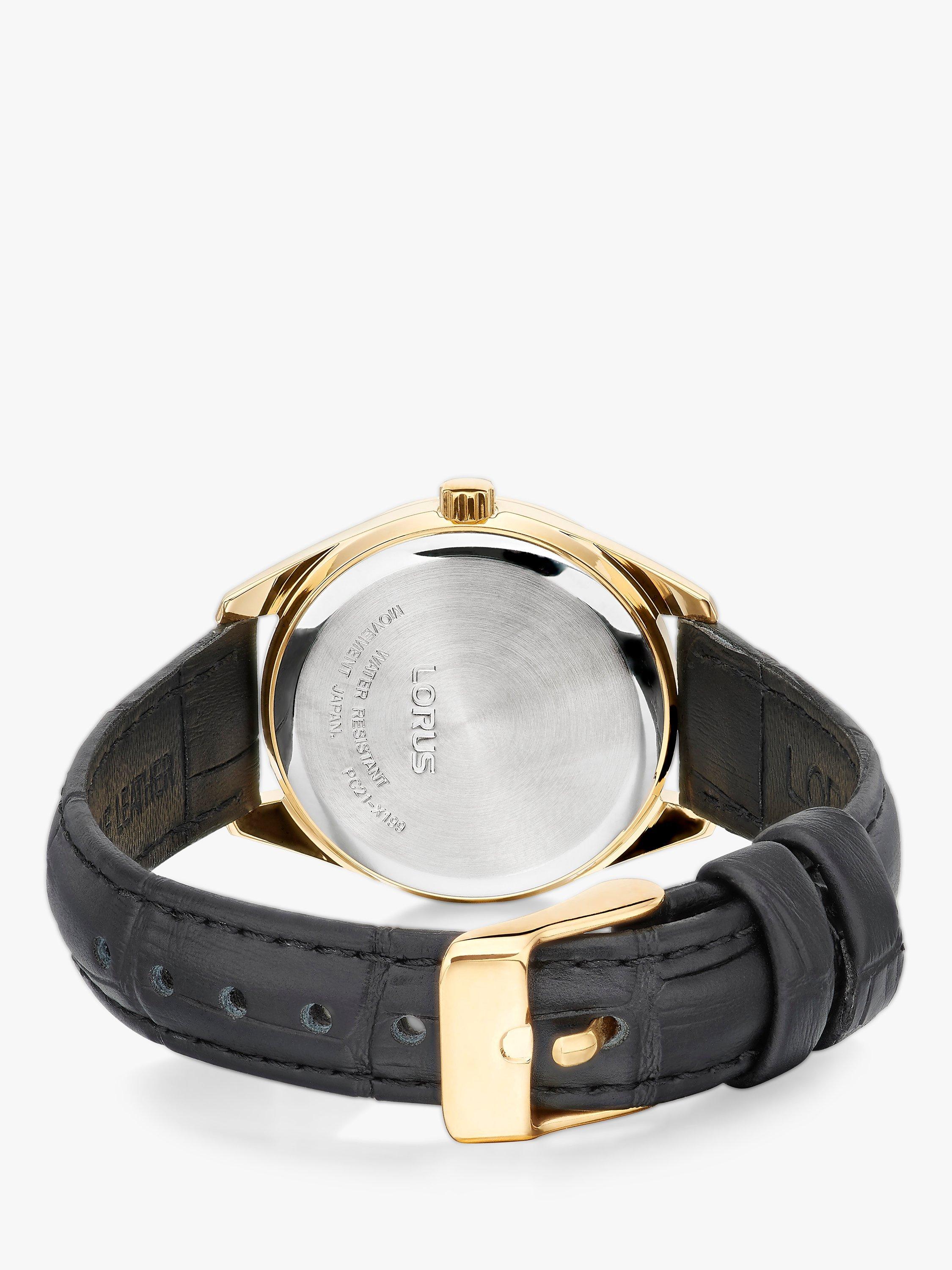 Lorus Women's Leather Strap Watch, Black/White RG238TX9
