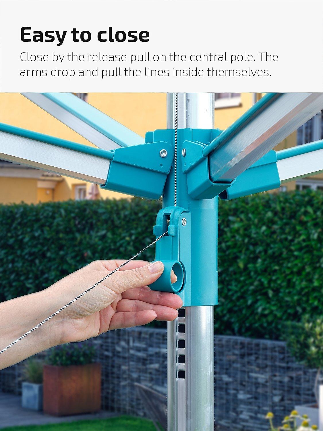 Leifheit Linomatic 400 Easy Open Outdoor Rotary Clothes Airer and Retractable Keep Clean Lines 40m