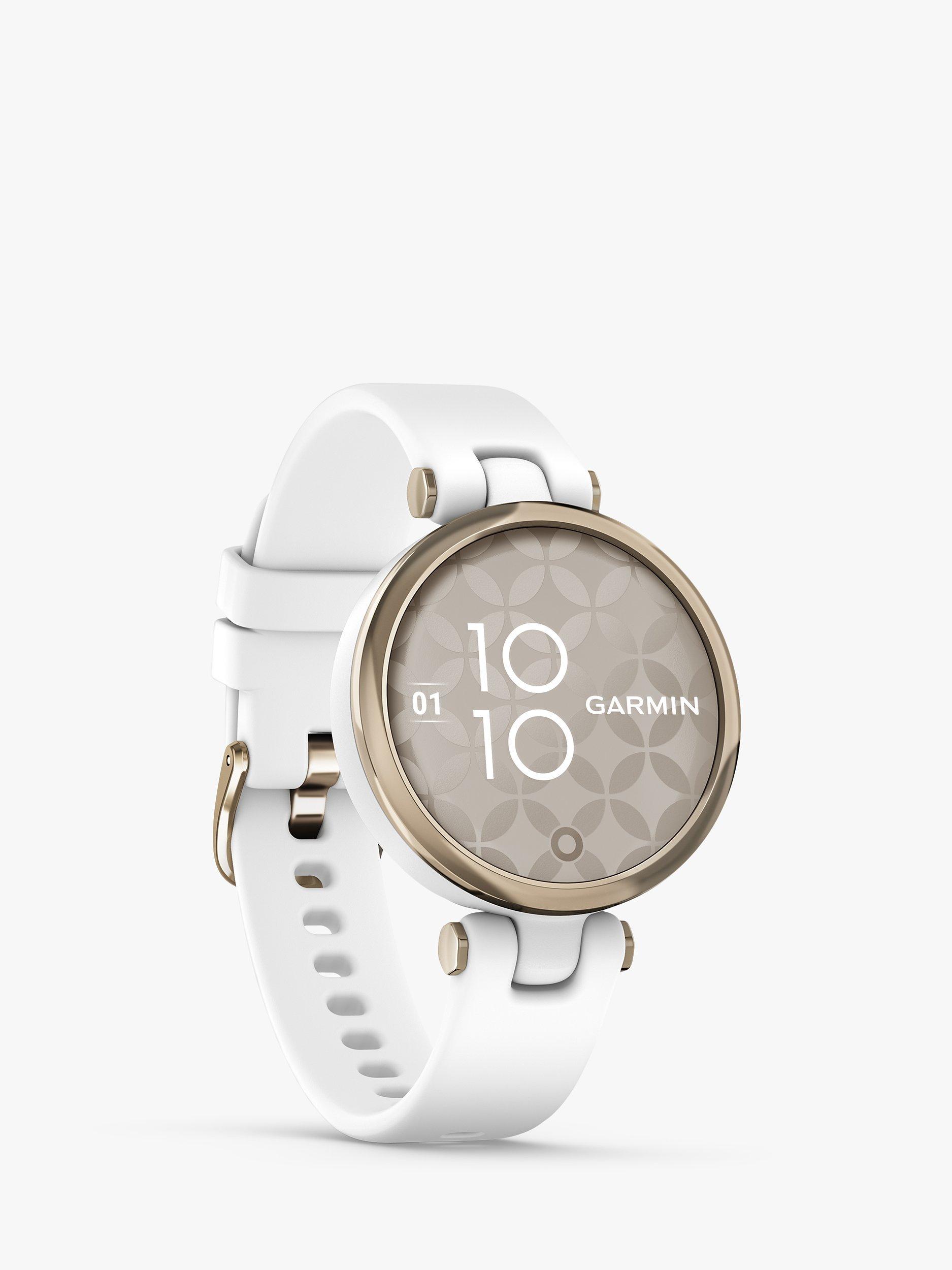 Garmin Lily Sport Edition Smart Fitness Watch with Silicone Band, Cream Gold/White
