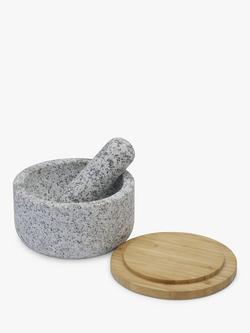 Joseph Joseph Dash Granite Pestle & Mortar with Bamboo Lid, Grey/Natural - view 2, Grey/Natural