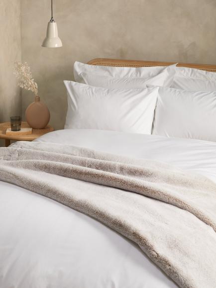 John Lewis Faux Fur Throw - view 2, Arctic Natural