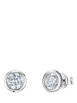 Jools by Jenny Brown Cubic Zirconia Round Stud Earrings, Silver, 